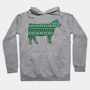 Stock Show Livestock Heifer with Green Southwest Pattern Hoodie